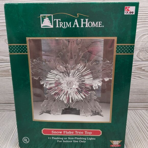 Christmas Tree Snowflake‎ Tree Top Trim A Home Lighted Clear Vtg - Picture 4 of 11